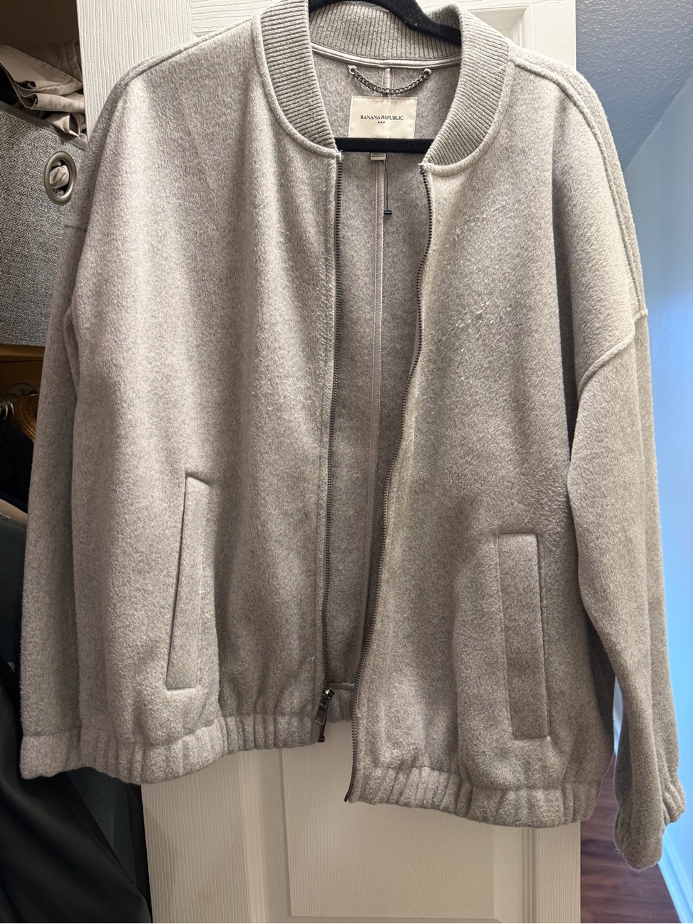 Banana Republic Gray Wool-Blend Bomber Jacket